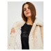 Béžový dámsky zimný kabát z umelej kožušiny Guess Angelica