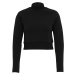 Women's cropped hoodie without hood with stand-up collar black