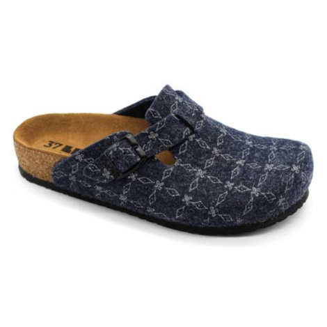 LEON 4260 Dámske zdravotné korkové teplé papuče Modré 36 - 23,5cm, modrá, 2,0 cm