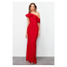 Trendyol Red Flounce Detailed Woven Elegant Evening Dress