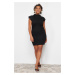 Trendyol Curve Black Fitted Mini Knitted Dress with Gather Detail