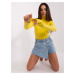 Yellow women's ribbed sweater with turtleneck