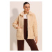 Bigdart 5182 Plush Detailed Oversize Puffer Jacket - Beige