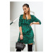 Velour green dress with pleated