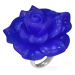 Lesklý oceľový prsteň - modrá ruža zo živice - Veľkosť: 54 mm