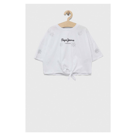 Detské bavlnené tričko Pepe Jeans Garland biela farba