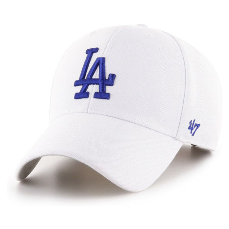 Čiapka 47brand MLB Los Angeles Dodgers biela farba, s nášivkou, B-MVP12WBV-WHC 47 Brand