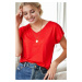 77002 Dewberry V-Neck Basic Women T-Shirt-RED