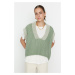 Trendyol Mint Wide fit Soft Textured Color Block Knitwear Sweater