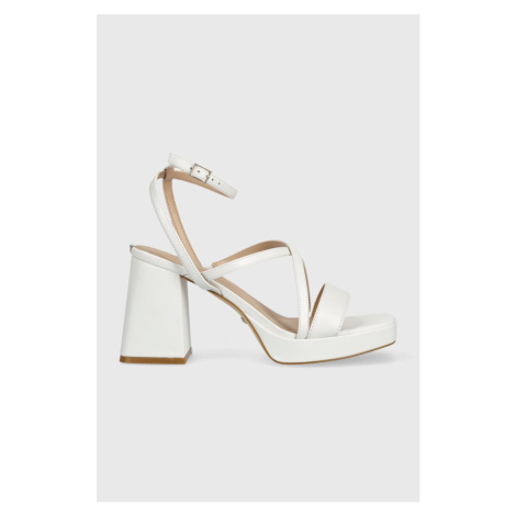Kožené sandále Guess TILINE biela farba, FL6TLI LEA03
