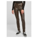 Women's mid-waist synthetic leather trousers brown