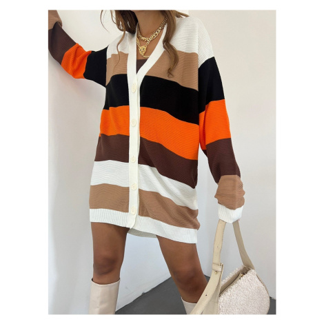Modamorfo Colorful Striped Corduroy Sweater Cardigan