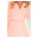 ISABELLE Plisované dámské šaty v broskvové barvě s dekoltem a dlouhými rukávy model 8723873 XXL 