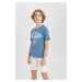 DEFACTO Boy's Crew Neck Printed Short Sleeve T-Shirt