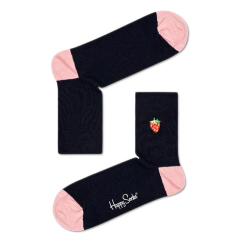 Happy Socks Ribbed Embroidery Strawberry 1/2 Crew Sock
