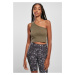 Women's cropped asymmetrical khaki top