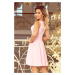 Spoločenské šaty luxusné s kolovou sukňou krátke ružové - Ružová / - Morimia pastelová růžová
