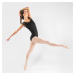 Dievčenský baletný trikot s krátkym rukávom čierny