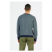 Sveter La Martina Man Tricot Crew Neck Viscose/M Navy/Mediumheatgrey