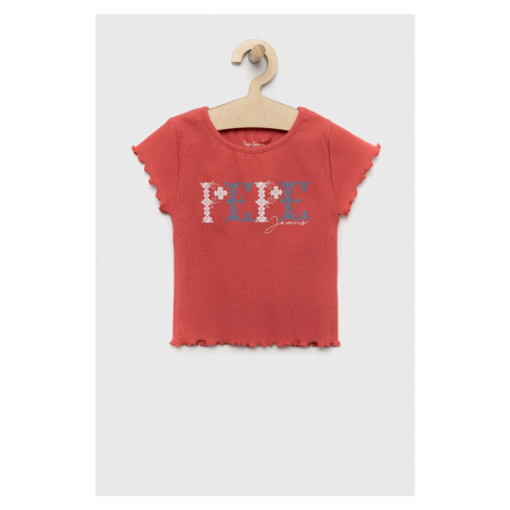 Detské tričko Pepe Jeans PJL GJ Non-denim červená farba