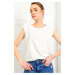 Trend Alaçatı Stili Women's White Crew Neck Padded Cotton T-Shirt