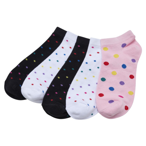 No Show Socks Rainbow Dots 5-Pack White/Black/Hibiskuspink Urban Classics