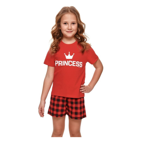 Krátke dievčenské pyžamo Princess červené