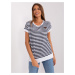 Navy blue and white striped casual blouse