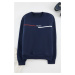 Trendyol Navy Blue Oversize/Wide Cut Fleece Inside/Warm Sweatshirt