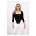 Ribbed blouse with neckline black