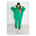 Insulated set with sweatshirt and trousers in green