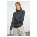 Trendyol Anthracite Soft Texture Knit Detailed Stand Collar Seamless Knitwear Sweater