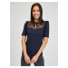 Orsay Dark blue womens T-shirt with lace - Women