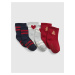 Sada troch párov dievčenských vzorovaných ponožiek v červenej, šedej a tmavomodrej farbe GAP
