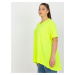 Fluo žlutá hladká halenka plus size s výstřihem JEDNA