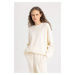 DEFACTO Oversize Fit Crew Neck Thick Basic Sweatshirt