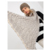 Beige and gray women's knitted scarf