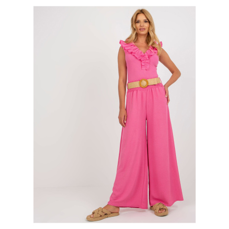 Pink palazzo trousers with high waist