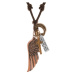 Nastaviteľný kožený náhrdelník, prívesky - anjelské krídlo, obruče, kríž a známka