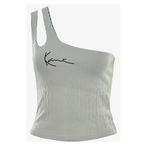 Karl Kani Small Signature Women One Shoulder Top Bi-Color Rib White/Black - Dámske - Tričko Karl