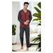 J5629 Dewberry Mens Buttoned Long Sleeve Pyjama Set-BORDEAUX