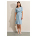 Bigdart 2375 gombík detailné pletené šaty - modré
