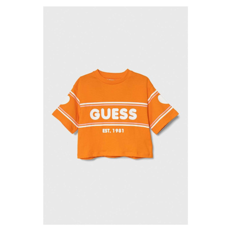 Detské bavlnené tričko Guess oranžová farba
