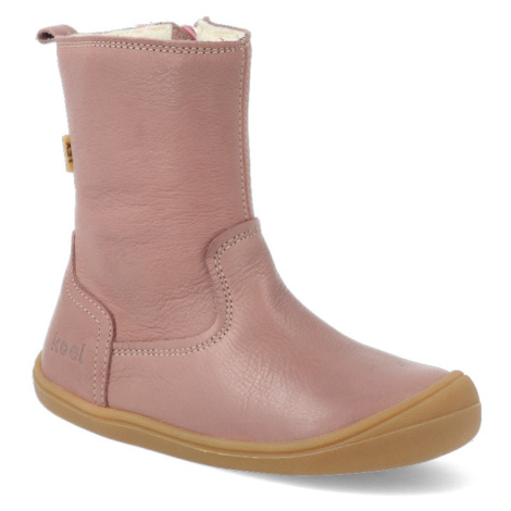 Barefoot zimné topánky s membránou KOEL4kids - Bella wool Old Pink ružové