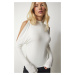 Happiness İstanbul Women's Ecru High Neck Decollete Knitwear Blouse