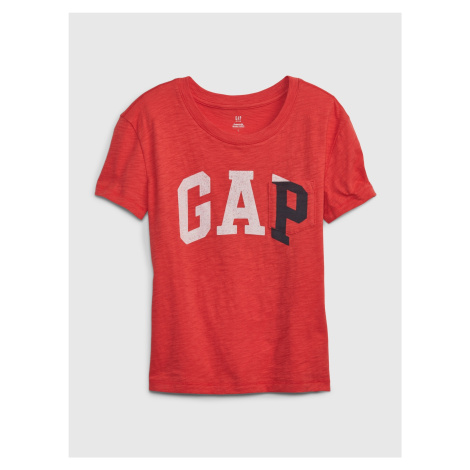 Červené dievčenské tričko organic logo GAP