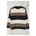 Trendyol Mink Oversize Crew Neck Color Blocked Knitwear Sweater