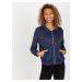 Navy Blue Quilted Bomber Sweatshirt with RUE PARIS badge