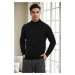 64721 Dewberry Half Turtleneck Woolen Mens Knit Sweater-BLACK