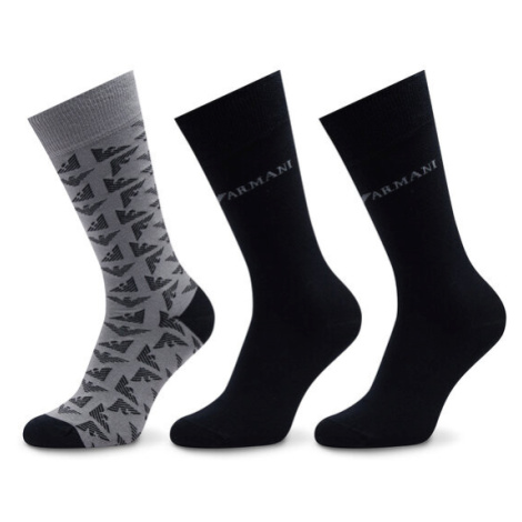 Emporio Armani Súprava 3 párov vysokých pánskych ponožiek 302402 2F292 03320 Farebná